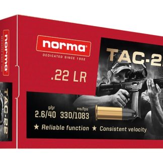 Norma TAC-22 Ammunition 22LR 40 Grain Lead Round Nose Direct - Rifles - Glock Auto Switches